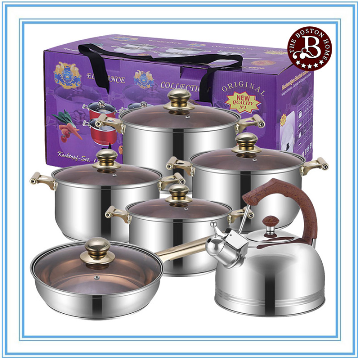 Boston Home Original 12Pcs/Set Stainless Steel Cookware Set Induction