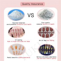 YUKEHUI Artificia 24pcs Fake Nail Set With Glue Nail Sticker kuku palsu Nail Care Nail Beauty Wear Manicure Long French Nail 美甲 穿戴甲 美甲貼片 假指甲 DIY Fake Nails