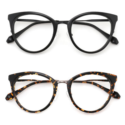 2021Acetate Metal Optical Womens Grade Glasses Frame Cat Eye Lady Computer Eyewear Transparent Prescription Glasses For Myopia NEW