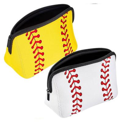 Makeup Bag Baseball Travel Storage Bag Portable Travel Cosmetic Organizer Pouch Purse with Zipper for Toiletries Accessories show