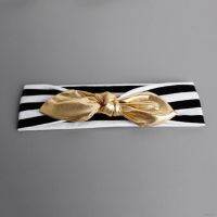 Kids Gold Polka Dots Baby Cotton Headband Bow Head Wraps