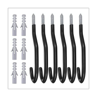 6 Pcs Bike Hooks for Garage Wall Heavy Duty Bike Storage Hooks with PVC Coating,for Wall,Ceiling