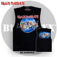 Blaxroxx เสื้อวง ลิขสิทธิ์แท้ Iron Maiden (SL-IRM008) เสื้อยืดคอกลมแขนกุด ผ้า Cotton100