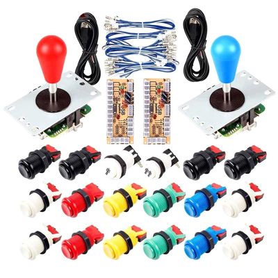 Arcade Button Joystick DIY Kit DIY Controller Zero Delay USB Controller PC Oval Ball Joystick with 30mm Push Buttons for PC PS3