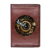 [ความหรูหรา] Steampunk Gear Butterfly Passport Cover หนังผู้ชายผู้หญิง Slim ID Card Holder Pocket Wallet Case Travel Accessories Gifts