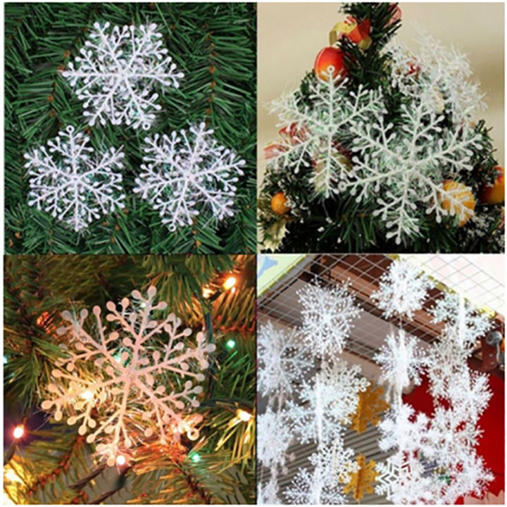 30pcs Plastic White Snowflakes Ornaments Christmas Decorations Artificial  Snow