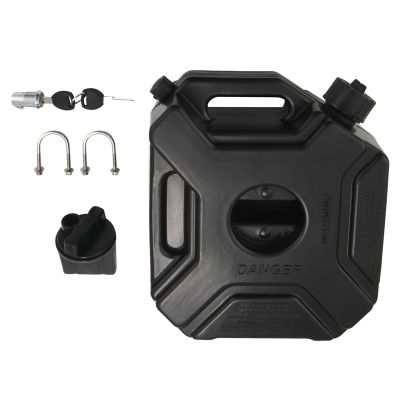 5L Liters Black Fuel Tank Can Car Motorcycle Spare Petrol Oil Tank Backup Jerrycan Fuel- Canister with Lock &amp; Key