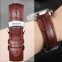 【Hot seller】 Fiyta watch strap leather crocodile four-leaf clover/photographer/printed male and female butterfly buckle chain accessories 20mm