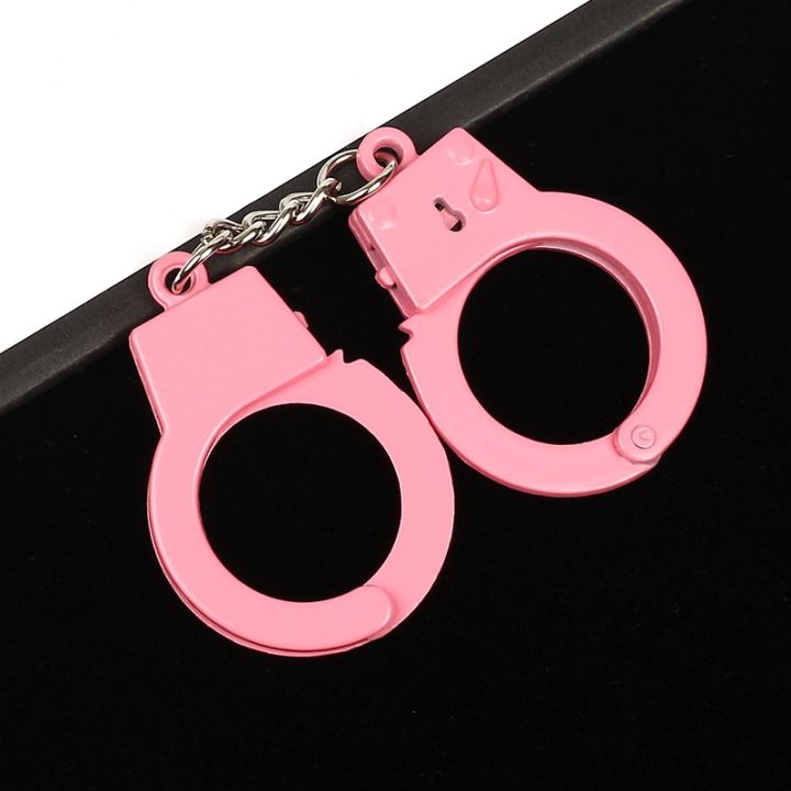 cw-men-funny-thumb-handcuffs-pendant-keychain-chains-pink-and-color-punk-jewelry-keyfob