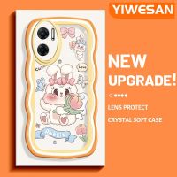 YIWESAN เคสสำหรับ Xiaomi MI Xiaomi MI Redmi 10 5G Note 11E 5G Redmi 11 Prime น่ารักลายการ์ตูนดอกไม้กระต่ายครีมคลื่นเคสโทรศัพท์แบบใสซิลิโคนที่สร้างสรรค์ง่ายกันกระแทกเคสนิ่มเคสใสป้องกันเลนส์กล้อง