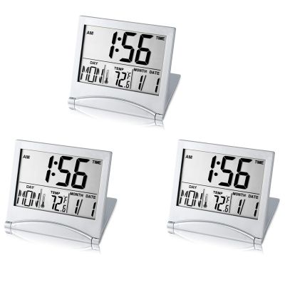 3X Digital Travel Alarm Clock Battery Operated Portable Large Number Display Clock with Temperature 12/24H Desk Clock