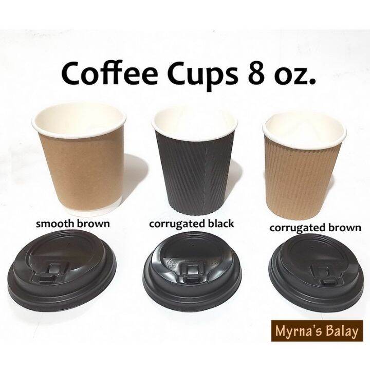 Coffee Paper Cups with Lids 48 pcs insulated for hot drinks 8 oz. 350ml ...