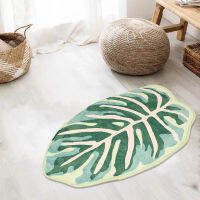 【cw】Modern Leaf Pattern Bathroom Toilet Waterproof Mat Microfiber Bath Mat Leaf Green Tropical Plants Home Door Non-slip Foot Mats ！