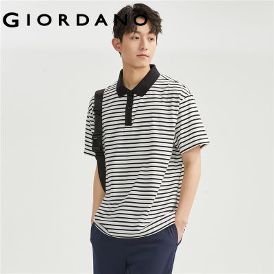 TOP☆GIORDANO Men Polo Shirts Contrast Color Stripe Fashoin Polo Shirts Short Sleeve Cotton Loose Summer Casual Polo Shirts 13013308