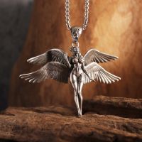 Four-Winged Pendant Holy Goddess Necklace Men and Trend Cartoon Animation Jewelry Anniversary