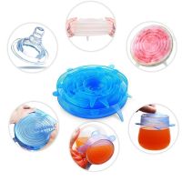 【cw】 Thick 6 Pc Silicone Stretch Lids Reusable Airtight Food Wrap Covers Keeping Bowl Stretchy Cover Cookware