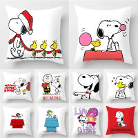 การ์ตูน Snoopy รถเบาะรองนั่งตกแต่งบ้านผ้าลินิน45*45ซม. หมอนตุ๊กตาสั้นปลอกหมอนสำหรับโซฟาห้องนั่งเล่นในบ้าน