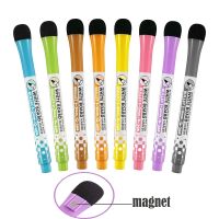 8pcs/set Colorful Erasable Whiteboard Marker Pen with Magnetic Cap and Eraser Waterborne Marker Pens School Supplies Stationery