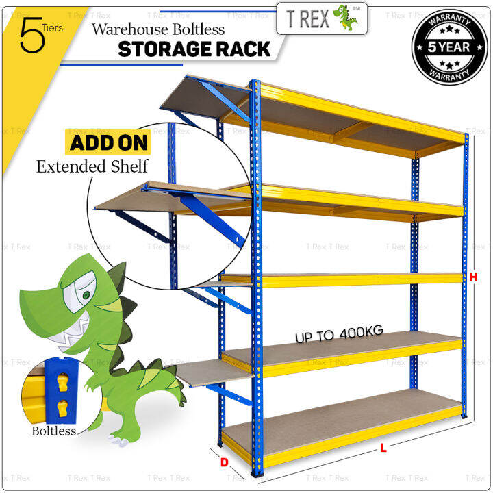 T Rex 5 Tier Warehouse Boltless Rack / Home Storage Rack / Boltless