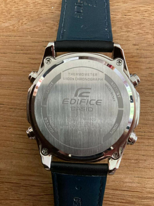 edifice-g-shock-ของแท้บุรุษกีฬาแฟชั่นนาฬิกากันกระแทกกันน้ำสายหนังแท้กรณีเหล็กยกมืออัตโนมัติหน้าจอคู่นำจอแสดงผลรับประกัน-4-ปี-era-600l-2avuef