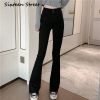 Women Pants Female Jeans High Waist Trouser Casual Sexy Vintage Flare Washed Denim Black Cotton 2020 New Korean Style Elasticity