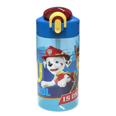 กระติกน้ำเด็ก Zak Designs 16 oz Blue, Yellow and Red Plastic Water Bottle with Straw and Wide Mouth Lid