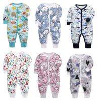 COD DSFERTEREERRE Baby Newborn Jumpsuits One Piece Romper Baju Bayi Floral Long Sleeved Cartoon Pajamas Underwear Nightclothes Boys Girls Clothes Cotton 0--12months