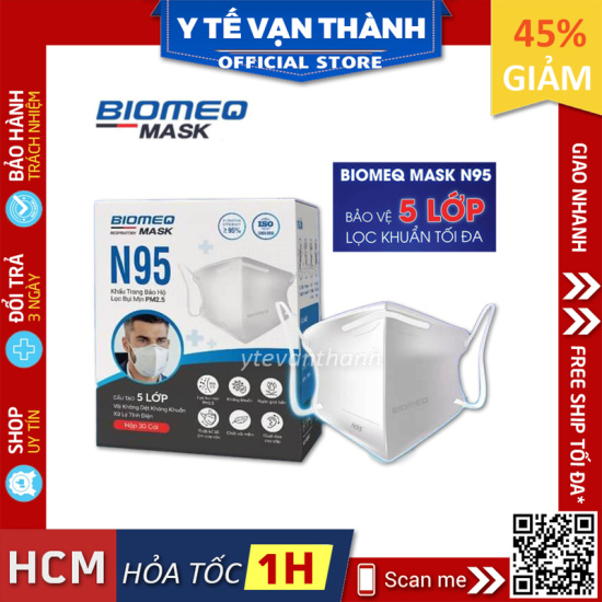 Khẩu trang 3d n95 biomeq mask 5 lớp hộp 30 cái lọc bụi pm2.5 siêu mịn 95% - ảnh sản phẩm 1