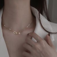 Korean Tide New Diamond-studded Square Clavicle Necklace Super Fairy Fashion Geometric Girlfriend Sweet Heart Jewelry