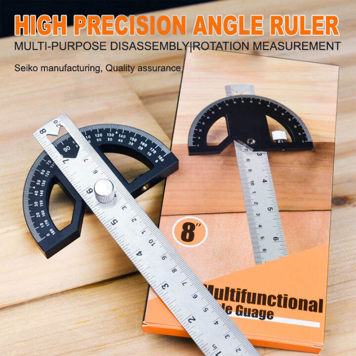Woodworking Edge Ruler Protractor Angle Gauge Measure Carpenter Tool
