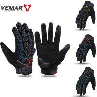 【CW】VEMAR Motorcycle Gloves Bright &amp; Colorful Reflective Motocross Summer Gloves TPU Protective Suomy Moto Bike Gloves Touchscreen