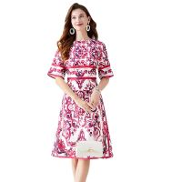 Womens Dress New Fashion Spring/Summer New  High Class  Dress Print  Midi Dress