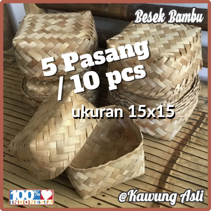 Besek Bambu - Kotak Bambu Anyam 15x15 Cm Paket 10 Pcs / 5 Pasang ...