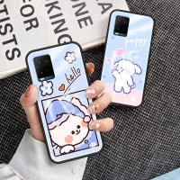 เคสกระจกเทมเปอร์สำหรับ VIVO V21 5G เคสโทรศัพท์ VIVO V21 5G กรอบ TPU แบบนุ่มการป้องกันอย่างหนักกันกระแทกแฟชั่นฝาหลัง