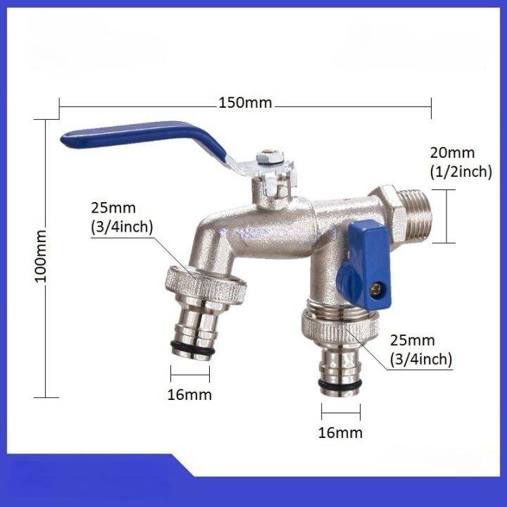 ก๊อกน้ำก็อกน้ำแบบมีคันโยกแตะเบาๆในสวนขนาด1-2นิ้ว-x-16มม-3-4นิ้วด้ามจับยาว2ทางบอลวาล์วปิดด้วยคอนเนคเตอร์สำหรับถังไอบีซี