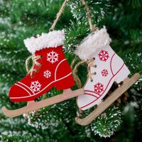 Wooden Christmas Painted Skates Ski Shoes Pendant Ornaments Christmas Tree Decorations Xmas Decorations for Home Noel Supplies
