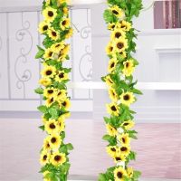 Wedding Floral Arch Decor Silk Artificial Yellow Sunflower Garland Flower Vine