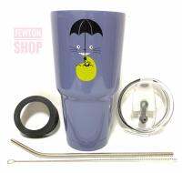 FEWTONSHOP  แก้วเก็บอุณหภูมิ ร้อน เย็น ลาย TOTORO โตโตโร่ สีเทา ฟรี! + หลอดแสตนเลสพร้อมแปรงล้างและยางรองแก้ว(คละสี)