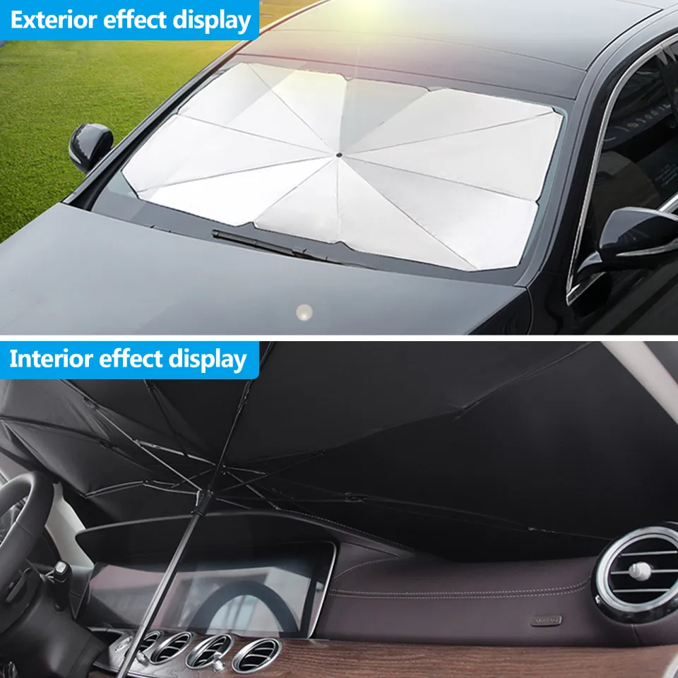 Car Windshield Sun Shade Umbrella, Upgraded Car Windshield Cover Sunshade  360° Rotation Bendable Shaft, UV Block for Car Front Window, Foldable