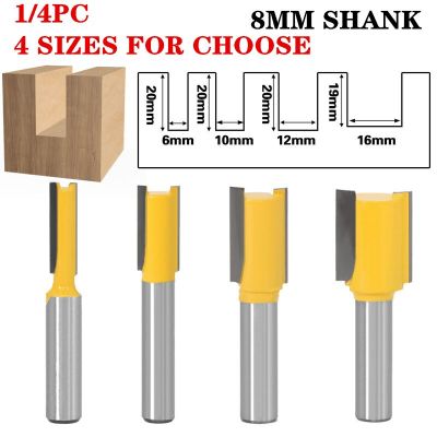 1-4pcs 8mm Shank Straight / Dado Wood Router Bits Straight Flat End Milling Cutters สําหรับงานไม้ เครื่องมือ