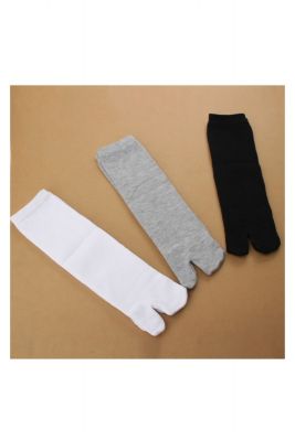 3 Pairs Japanese Kimono Flip Flop Sandal Split Toe Tabi Ninja Geta Zori Socks White+Black+Grey