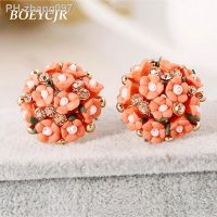 BOEYCJR Trendy Ceramic Flower Stud Earrings Handmade Fashion Jewelry Wedding Earrings Party Earrings for Women Arete Oorbel