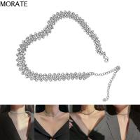 MORATE Sparkly เครื่องประดับสร้อยคอคริสตัลสีเงินโลหะสายสั้น Rhinestone Choker แถวเพชรสร้อยคอ