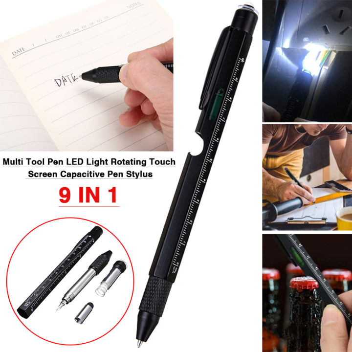 bokali-ปากกาอเนกประสงค์9-in-1-ปากกาสไตลัสแบบสัมผัสหน้าจอสัมผัสหมุนได้ไฟ-led