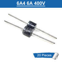 6A4ไมค์20ชิ้น6A 400V R-6 6แอมป์ไดโอดเรียงกระแสตามแกนของแท้ใหม่