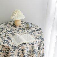 [COD] ins floral tablecloth French retro picnic cloth girl fresh blue fabric decoration props