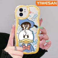 YIWESAN เคสสำหรับ iPhone 11 11 Pro 11 Pro Max เคสลายการ์ตูนโดนัลด์เป็ดสีสันสดใสเนื้อครีมคลื่นเคสโทรศัพท์โปร่งใสปกป้องกล้องเคสซิลิโคนอ่อนชัดเจนกันกระแทก