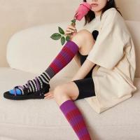 ถุงเท้ากีฬา ความยาวถึงเข่า ลายทาง แนวสตรีท แฟชั่นเรโทรContrast stripe knee socks color block thin long socks