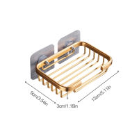 ตะกร้าใส่สบู่แบบมีกาวในตัวทำจากอลูมิเนียมชั้นวางของฟองน้ำสำหรับห้องครัวที่วางจานรองสบู่ติดผนังห้องน้ำ
