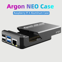 อาร์กอน NEO ราสเบอร์รี่ Pi 4กรณีอลูมิเนียมเปลือกโลหะเลื่อนฝาครอบแม่เหล็ก Passive ระบายความร้อนระบายความร้อนตัวเลือกพัดลมสำหรับ Pi 4 B